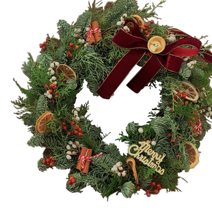 圣诞节装饰北欧ins风仿真诺贝松圣诞花环门挂diy居家客厅橱窗挂饰