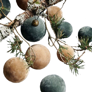 香桔 圣诞节装饰品北欧ins风红色毛绒球圣诞球家用小型套餐树挂件