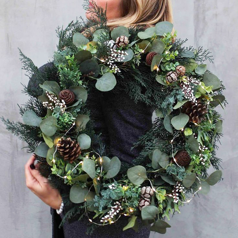 香桔ins风圣诞花环门挂