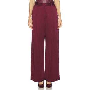 Lapointe SATIN PLEATED WIDE LEG 长裤 红色 美式休闲风REVOLVE