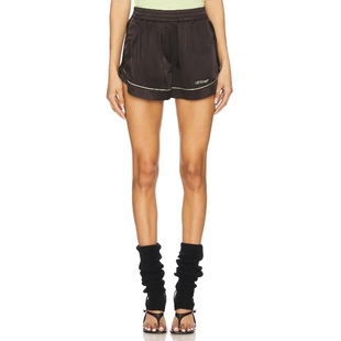 OFF-WHITE Satin Pajama Shorts 巧克力色REVOLVE小众新款