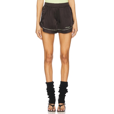 OFF-WHITE Satin Pajama Shorts 巧克力色REVOLVE小众新款