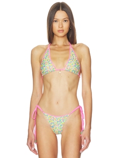 Kulani Kinis Decorative Bind Tie Halter Bikini Top revolve小