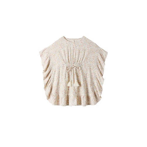 [夏季新品]Rylee + Cru米白色T恤碎花抽绳甜美无袖上装REVOLVE