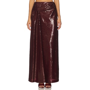 酒红色REVOLVE小众新款 半身裙 Barton Kate