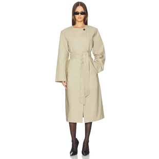SRG大衣极简垂感米色长款风衣复古松弛感外套REVOLVE