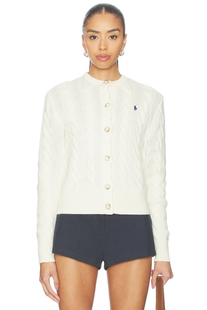 冬季新品Polo Ralph Lauren长袖圆领开衫奶油色老钱REVOLVE保暖