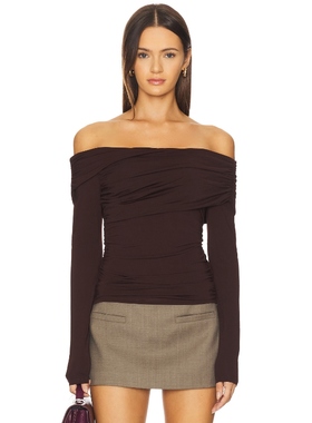 ASTR the Label DATIA 露肩上衣 棕色REVOLVE小众新款
