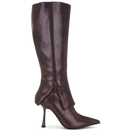 RAYE EDEN 尖头细跟侧拉链长筒靴安可拉红白搭长靴女款