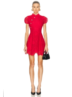 self-portrait 裙子 红色REVOLVE小众新款