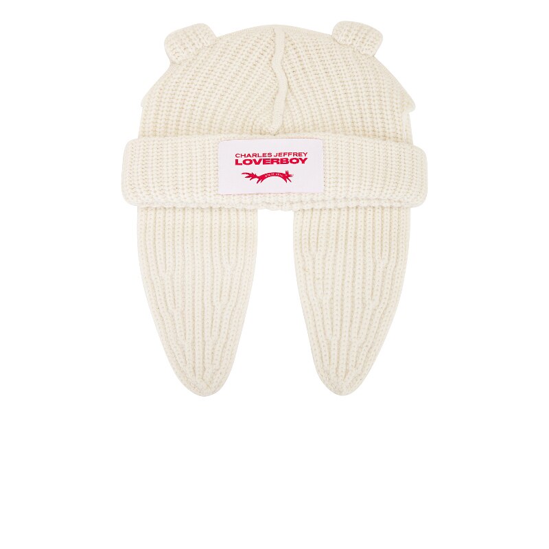 Charles Jeffrey LOVERBOY CHUNKY 针织毛线帽 奶油色REVOLVE新款