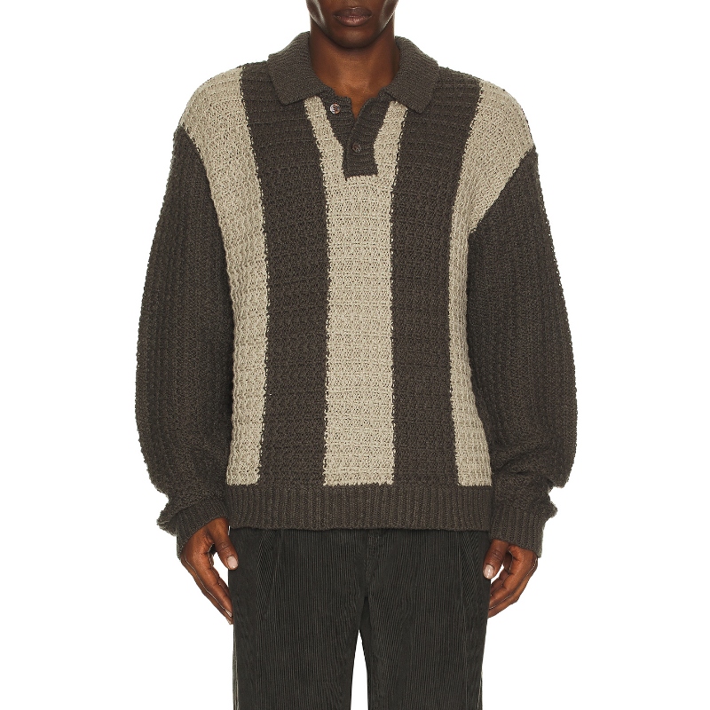 Obey TEXTURED 橄榄球风POLO衫 黑色REVOLVE小众新款