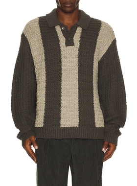 Obey TEXTURED 橄榄球风POLO衫 黑色REVOLVE小众新款