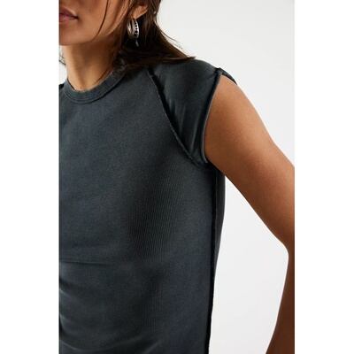 [春季新品]Free People 简约T恤深灰色基础款修身短袖上衣REVOLVE