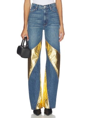 MOTHER SALOON 直筒长裤 Blue,Metallic Gold 美式复古风REVOLVE