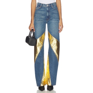 Blue 直筒长裤 Metallic Gold 复古风REVOLVE MOTHER 美式 SALOON
