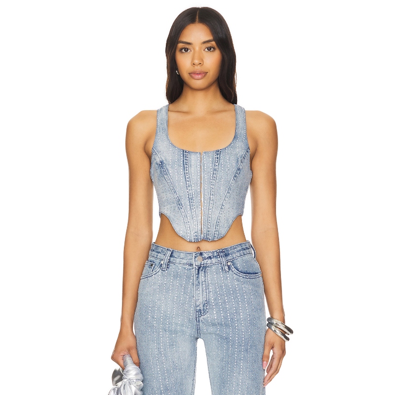 superdown ILEEN CORSET 上装 蓝色 y2k辣妹风REVOLVE小众新款