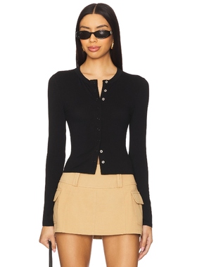 [冬季内搭]ALL THE WAYS 黑色针织开衫修身辣妹风长袖上衣REVOLVE