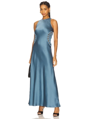 [冬季新品]4th & Reckless AVER 缎子超长裙蓝色礼服裙REVOLVE