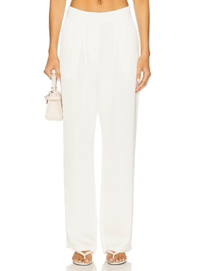 [冬季新品]4th & Reckless 褶皱高腰阔腿裤女白色宽松版型REVOLVE