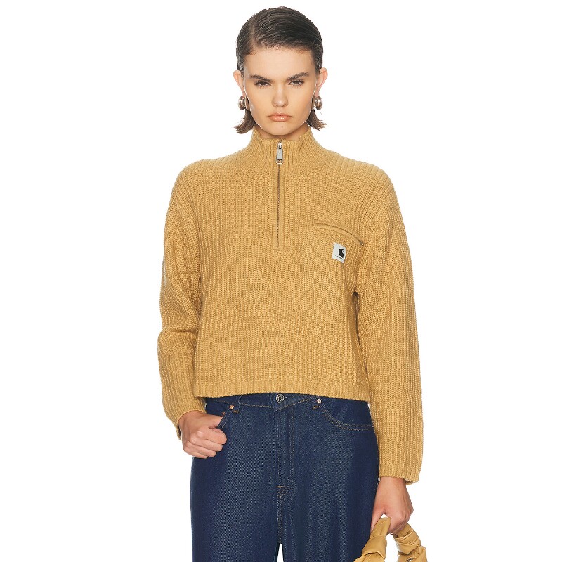 Carhartt WIP驼色上衣通勤风秋冬保暖修身短款毛衣REVOLVE