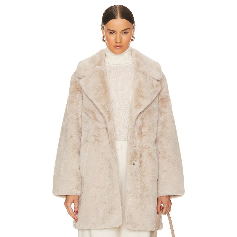 LAMARQUE 环保皮草中长款保暖大衣简约外套REVOLVE小众冬季新款