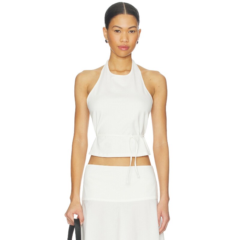 St. Agni Soft Jersey Halter Top 白色REVOLVE小众新款