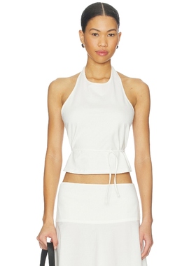 St. Agni Soft Jersey Halter Top 白色REVOLVE小众新款