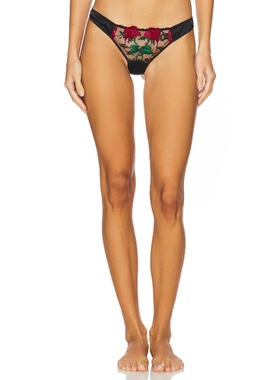 fleur du mal Bleeding Rose Embroidery Thong 黑色REVOLVE小众