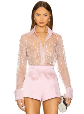 retrofete Aubriella Embellished Shirt 玫瑰REVOLVE小众新款