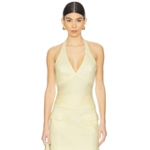 黄色REVOLVE小众新款 Bardot Linen Top Paola Halter