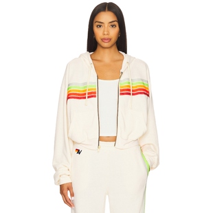 Aviator Nation 连帽衫 白色 运动复古风 REVOLVE小众新款