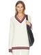 revolve小众新款 SNDYS 奶油色 KNIT 套衫 COLTON VARSITY