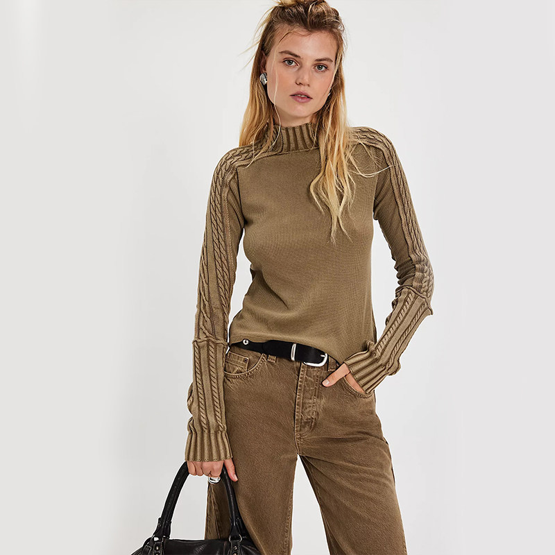 【海外直邮】Free People 上装复古橄榄色高领内搭REVOLVE小众