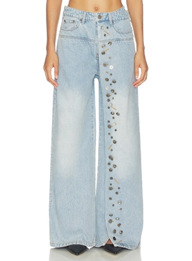 MARRKNULL ASYMMETRICAL METAL-BUTTON 牛仔裤 26春夏新品 revolv