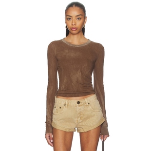 CITIZEN 棕色 MARBELLA 衬衫 y2k辣妹风REVOLVE小众新 长袖 COTTON