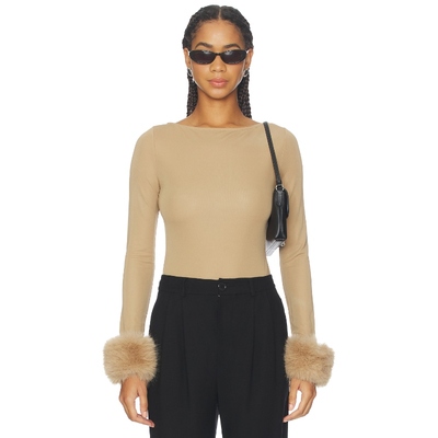 [冬季内搭]L'Academie DINARA老钱松弛风卡其毛绒袖口上衣REVOLVE