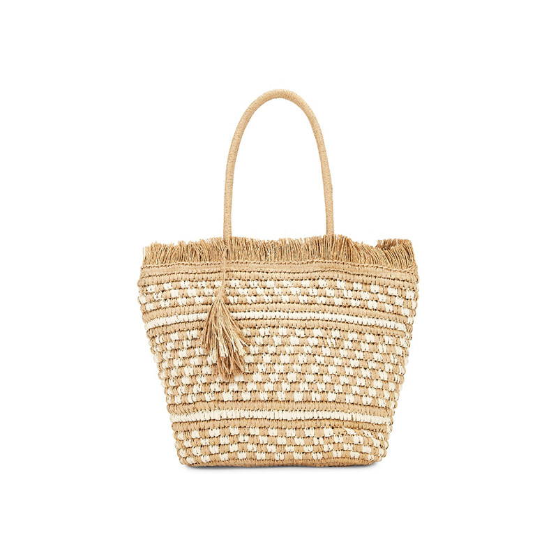 [秋冬新品]Nikki Beach Karolina Tote复古米色编织手提包REVOLVE