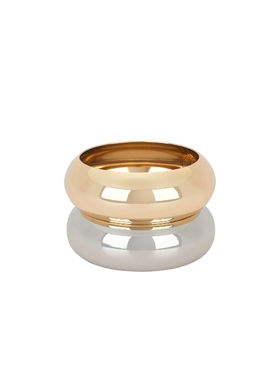 Epifene Chunky Bangles Set Of 2 Metallic Gold,Metallic Silve