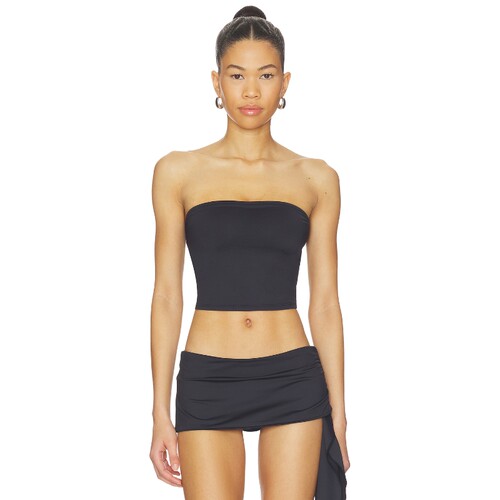 [夏季新品]Frankies Bikinis黑色背心抹胸短款上衣REVOLVE