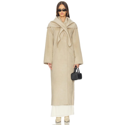SRG OCTAVIA 羊毛大衣 米色老钱风设计感长款外套REVOLVE小众新款