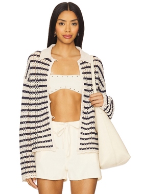 [冬季新品]Rag & Bone KHLOE 条纹开衫 象牙白REVOLVE小冬季保暖