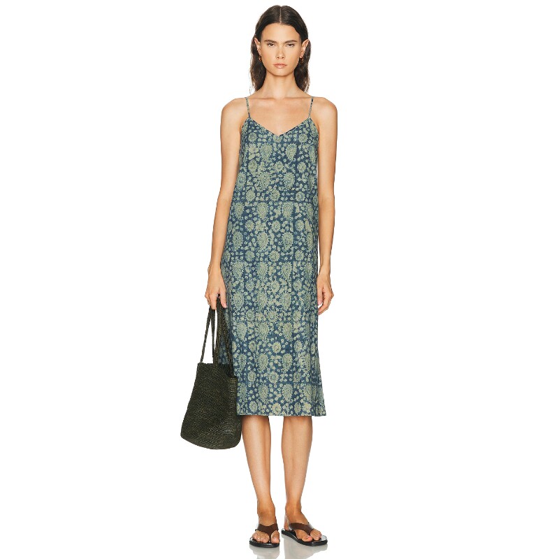 R13深蓝连衣裙印花吊带度假风短款休闲长裙REVOLVE