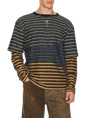 Andersson Bell MULTI STRIPE 长袖T恤 黑色REVOLVE小众新款