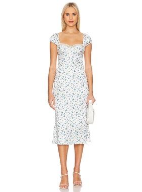 For Love & Lemons 碎花连衣裙女蕾丝饰边REVOLVE长裙