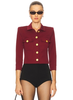 [冬季新品]L'AGENCE 外套 酒红色红棕色短款 金属纽扣REVOLV