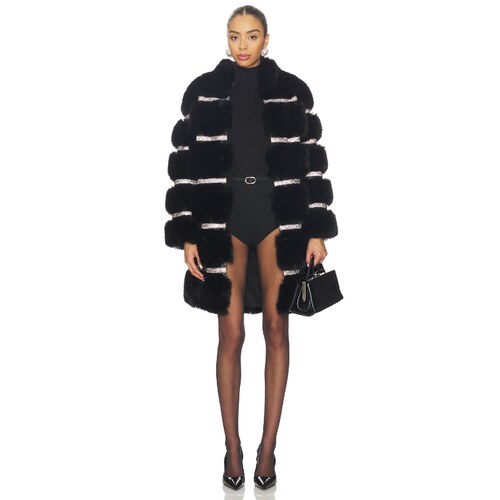 Adrienne Landau Diamond Luxe Coat Black 美式休闲风REVOLVE小