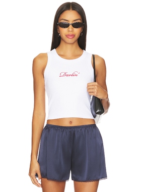 [春季新品]Darlin SIGNATURE TANK 上装白色辣妹风 REVOLVE新款
