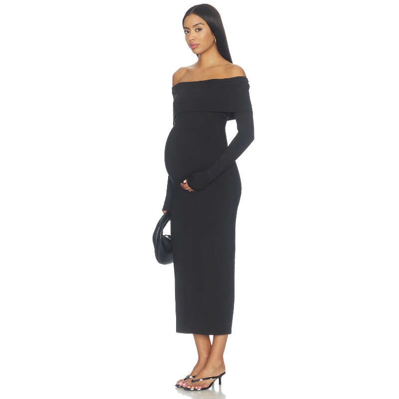 BUMPSUIT黑色连衣裙露肩优雅风秋冬新品长袖修身长裙REVOLVE