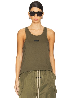 [冬季内搭]Fear of God ESSENTIALS 背心 绿色REVOLVE小众新